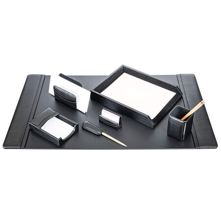 Dacasso Black Leather 7-Piece Desk Set DF-1004